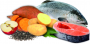 SEA FISH, VEGETABLES, FRUITS, CHIA SEEDS